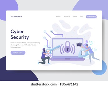 Landing page template of Cyber Security Illustration Concept. Modern flat design concept of web page design for website and mobile website.Vector illustration