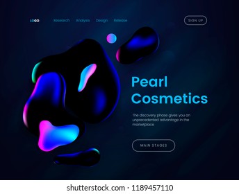 Landing page template with a dark background, can be used for luxury branded perfumes, beauty salons, advertising creams and cosmetic web sites. Header for website. Vector illustration