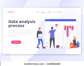 Landing page template of Data Analysis process. Modern flat design concept of web page design for website and mobile website. Easy to edit and customize. Vector illustration