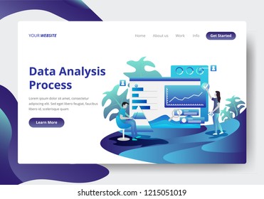 Landing page template of Data Analysis Process. Modern flat design concept of web page design for website and mobile website.Vector illustration