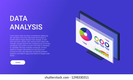 Landing page template of data analysis. Landing page template of statistic. Modern flat design concept of web page design for website and mobile website. Easy to edit and customize.