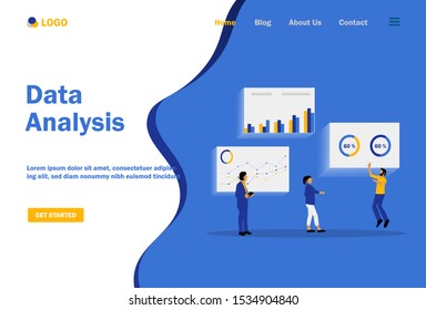 Landing page template of Data Analysis. Modern flat design and people concept. Vector illustration for web page, website and mobile website.