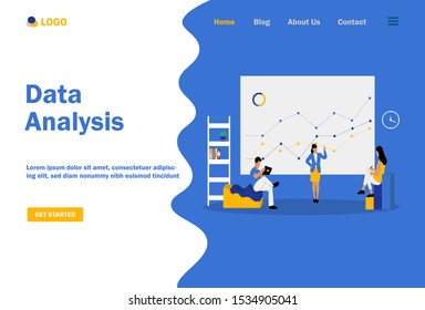 Landing page template of Data Analysis. Modern flat design and people concept. Vector illustration for web page, website and mobile website.