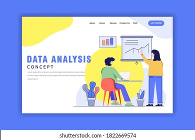 Landing Page Template With Data Analysis Concept