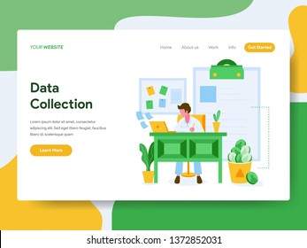 Landing page template of Data Collection Illustration Concept. Modern Flat design concept of web page design for website and mobile website.Vector illustration