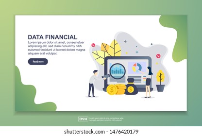 Landing page template of data financial. Modern flat design concept of web page design for website and mobile website. Easy to edit and customize.