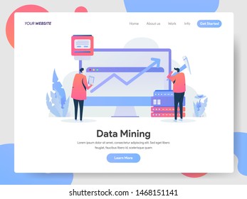 Landing page template of Data Mining Illustration Concept. Modern design concept of web page design for website and mobile website.Vector illustration EPS 10