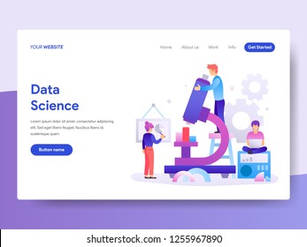 Landing page template of Data Science Concept. Modern flat design concept of web page design for website and mobile website.Vector illustration