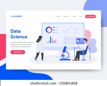 Landing Page Template Of Data Science Illustration Concept. Isometric Flat Design Concept Of Web Page Design For Website And Mobile Website.Vector Illustration