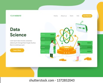 Landing page template of Data Science Illustration Concept. Modern Flat design concept of web page design for website and mobile website.Vector illustration