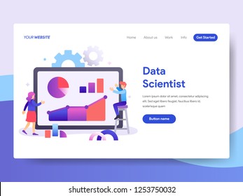 Landing page template of Data Scientist Concept. Modern flat design concept of web page design for website and mobile website.Vector illustration