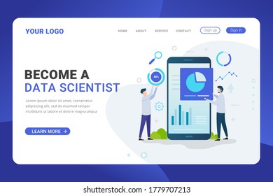 Landing page template Data scientist design concept vector illustration