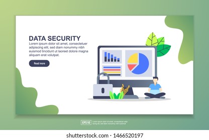 Landing page template of data security. Modern flat design concept of web page design for website and mobile website. Easy to edit and customize