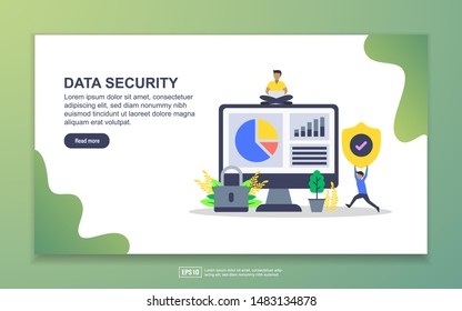 Landing page template of data security. Modern flat design concept of web page design for website and mobile website. Easy to edit and customize.