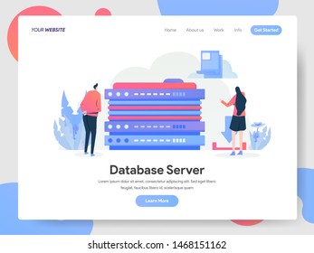 Landing page template of Database Server Illustration Concept. Modern design concept of web page design for website and mobile website.Vector illustration EPS 10