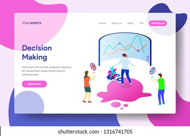 Landing page template of Decision Making Concept. Modern illustration flat design concept of web page design for website and mobile website.Vector illustration - Vector