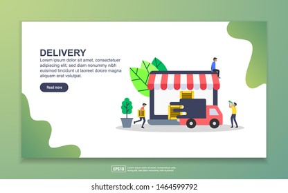 Landing page template of Delivery. Modern flat design concept of web page design for website and mobile website. Easy to edit and customize