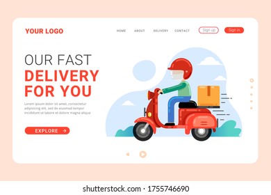 Landing page template delivery order service vector illustration