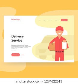 Landing page template of delivery service courier. Modern flat design concept of web page design for website and mobile website. Easy to edit and customize. Vector illustration - Vector 