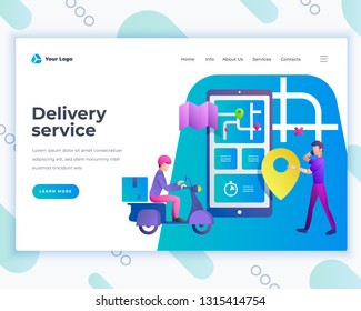Landing page template delivery service concept with people. Modern flat design web page design for website and mobile website. Vector illustration