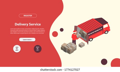 Landing page template of delivery service. Modern flat design concept of web page design for website and mobile website.