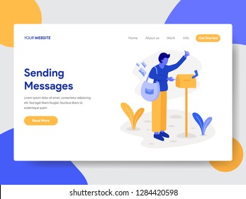 Landing page template of Deliveryman with Mailbox Illustration Concept. Modern flat design concept of web page design for website and mobile website.Vector illustration