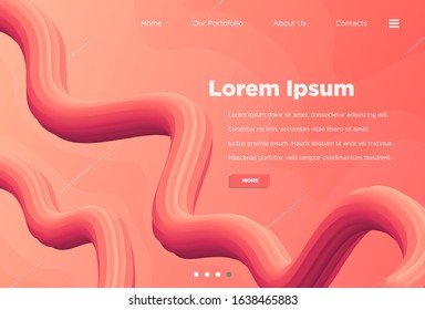 Landing Page Template Design with 3D Flow Shape Red Warm Gradient perfect for your Website Project, Apps, Background, etc.