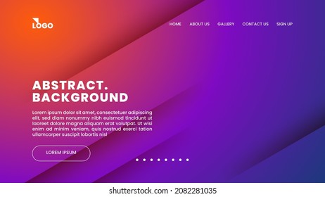 Landing Page Template Design. Abstract modern design with bright gradient colors for website. homepage design
