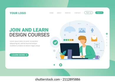 Landing page template design courses design concept