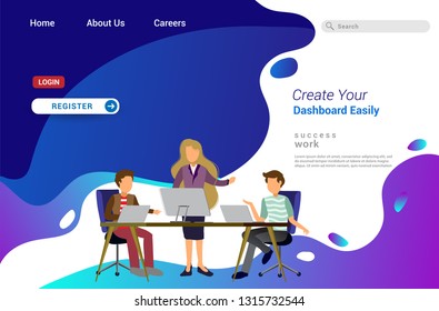 Landing page template design of teamwork concept. Modern flat design concept of web page design for website and mobile website. Easily to edit and customize. Vector illustration