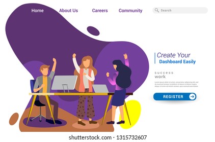 Landing page template design of teamwork concept. Modern flat design concept of web page design for website and mobile website. Easily to edit and customize. Vector illustration