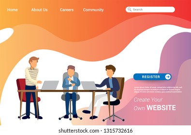 Landing page template design of teamwork concept. Modern flat design concept of web page design for website and mobile website. Easily to edit and customize. Vector illustration