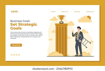 Landing page template designed for business achievement goals, helping track success and growth