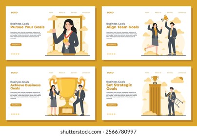 Landing page template designed for business achievement goals, helping track success and growth