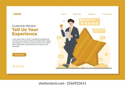 Landing page template designed for customer reviews, showcasing feedback and enhancing trust in businesses