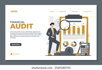 Landing page template designed for financial and business audit, ensuring efficiency, compliance, and accurate reporting