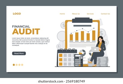 Landing page template designed for financial and business audit, ensuring efficiency, compliance, and accurate reporting