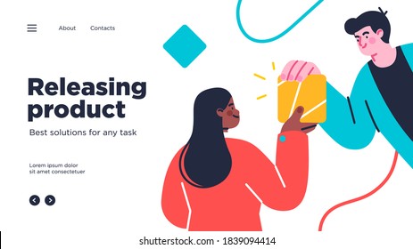 Landing page template of developing computer software, coding and programming . Modern flat design concept of web page design for website. Vector illustration