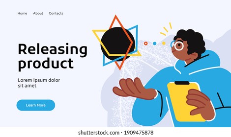 Landing page template of developing computer software, coding and programming . Modern flat design concept of web page design for website. Vector illustration