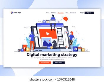 Landing page template of Digital marketing strategy. Modern flat design concept of web page design for website and mobile website. Easy to edit and customize. Vector illustration