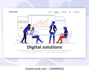 Landing page template of Digital Solution. Modern flat design concept of web page design for website and mobile website. Easy to edit and customize. Vector illustration