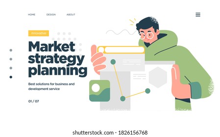 Landing page template of Digital Solutions Business Analytics and Planning. Modern Flat style. Vector illustration.