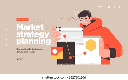 Landing page template of Digital Solutions Business Analytics and Planning. Modern Flat style. Vector illustration.