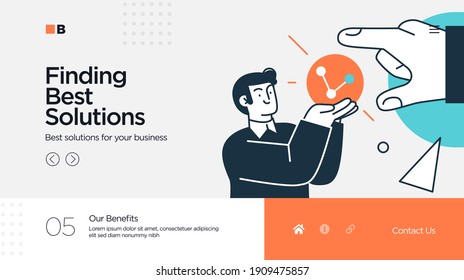 Landing page template of Digital Solutions Business Analytics and Planning. Modern Flat style. Vector illustration.