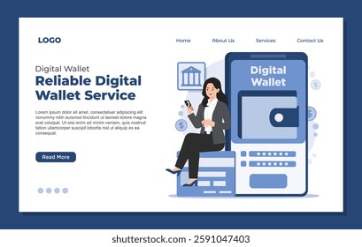 landing page template digital wallet fintech concept ewallet mobile banking enabling secure and fast online transactions