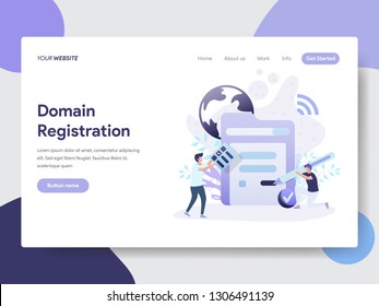 Landing page template of Domain Registration Illustration Concept. Modern flat design concept of web page design for website and mobile website.Vector illustration