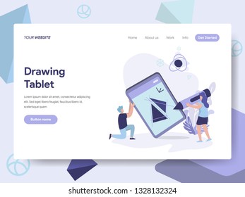 Landing page template of Drawing Tablet Illustration Concept. Isometric flat design concept of web page design for website and mobile website.Vector illustration