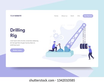 Landing page template of Drilling Rig Illustration Concept. Isometric flat design concept of web page design for website and mobile website.Vector illustration