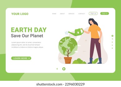 Landing page template for earth day celebration concept