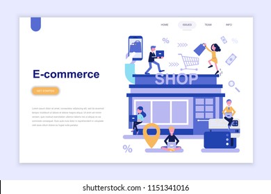 Landing page template of e-commerce and shopping modern flat design concept. Learning and people concept. Conceptual flat vector illustration for web page, website and mobile website.